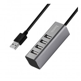 USB-концентратор HOCO HB1, 4 гнезда, 4хUSB2.0, цвет: серый