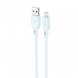 Кабель USB - микро USB Borofone BX94 Crystal Color, 1.0м, 2.4A, цвет: голубой
