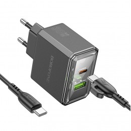 Блок питания сетевой USB, Type-C Borofone BAS32A, Treasure, 5V, 3.0A, 30Вт, PD, QC 3.0, кабель Type-C, Type-C, 1.0м, цвет: черный