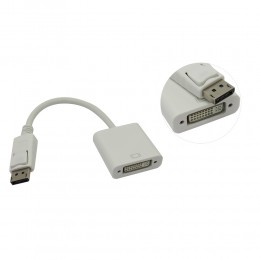 Переходник DisplayPort(m) - DVI-I(f) TELECOM TA557, 0.2м, 4k, 60Гц, цвет: белый