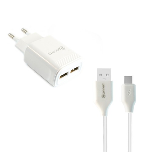 Блок питания 2 USB AVconnect W009, 2100mA, белый
