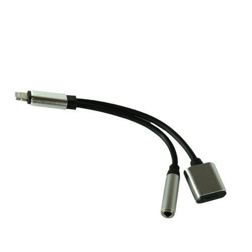 Переходник 8 pin(m) - Jack 3,5mm(f), 8 pin(f), серебряный
