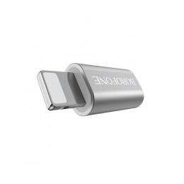 Переходник 8 pin(m) - микро USB(f) Borofone BV5, цвет: серебряный
