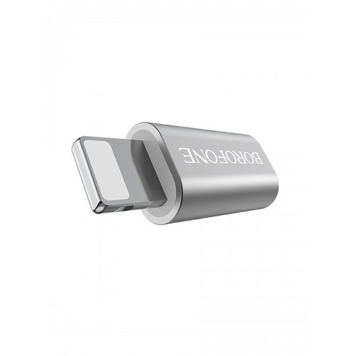 Переходник 8 pin(m) - микро USB(f) Borofone BV5, серебряный
