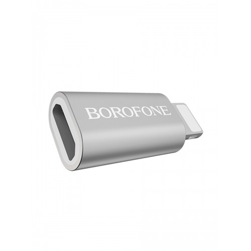 Переходник 8 pin(m) - микро USB(f) Borofone BV5, серебряный
