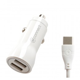Блок питания автомобильный 2 USB AVconnect CX-23, 3100mA, кабель Type-C, цвет: чёрный
