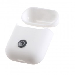 Чехол силиконовый без бренда для APPLE Airpods, DOU-3, тонкий, непрозрачный, матовый, цвет: белый
