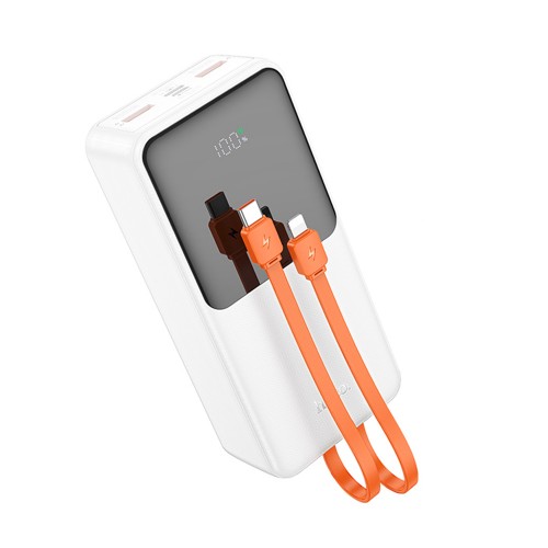 Аккумулятор внешний HOCO J119B, Sharp charger, 30000mAh, PD20W, кабель 8 pin, Type-C, цвет: белый