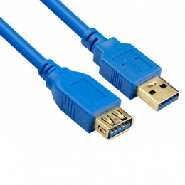 Кабель USB 3.0(m) - USB 3.0 A(f) VCOM VUS7065, 3.0м, цвет: синий