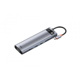 USB-концентратор Baseus, Metal Gleam, 5 гнезд, кабель Type-C, цвет: серый
