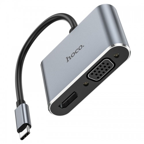 USB-концентратор HOCO HB30, Easy, 4 гнезда, цвет: серый