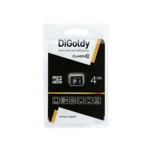 Карта памяти microSDHC 4Gb DiGoldy, Class10, без адаптера