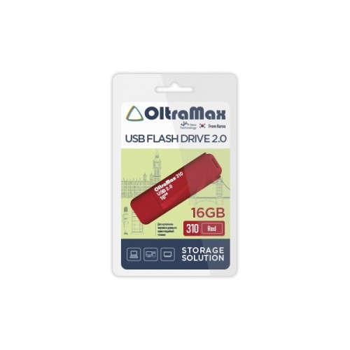 Флеш-накопитель 16Gb OltraMax 310, USB 2.0, пластик, красный