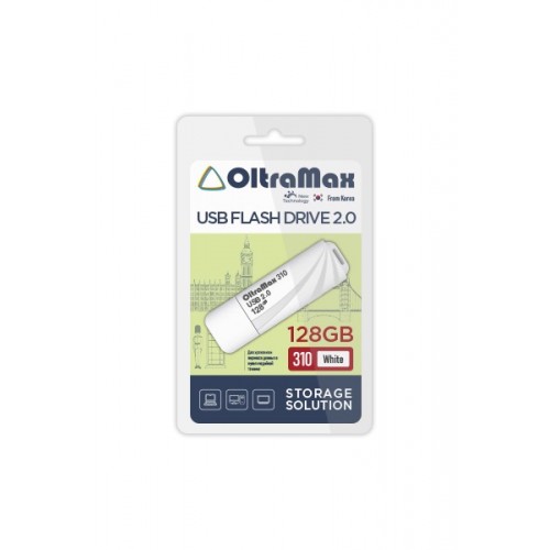 Флеш-накопитель 128Gb OltraMax 310, USB 2.0, пластик, белый