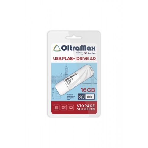 Флеш-накопитель 16Gb OltraMax 320, USB 3.0, пластик, белый