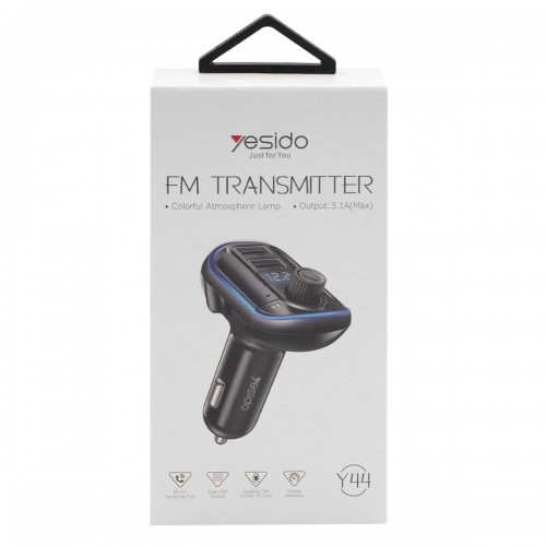 FM-трансмиттер Yesido, Y44, Bluetooth, цвет: чёрный