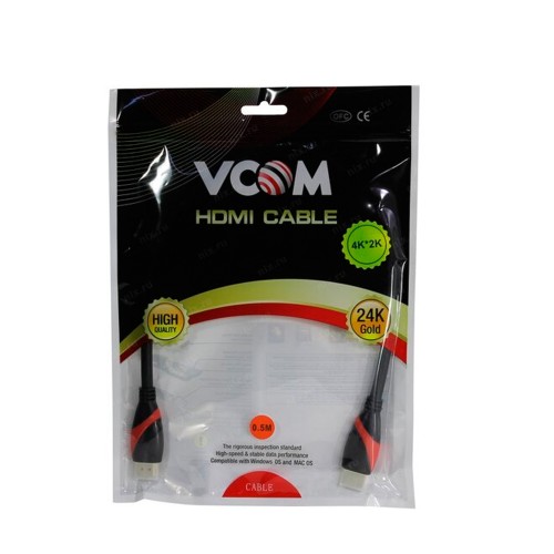 Кабель HDMI(m) - HDMI(m) VCOM CG525-R, 0,5м, 4k, цвет: чёрный, красная вставка