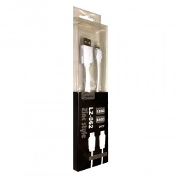 Кабель USB - 8 pin, микро USB Lepards LZ-062, 1.0м, плоский, 2.4A, силикон, двусторонний, цвет: белый