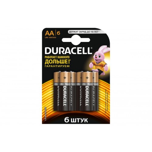 Батарейка AA Duracell LR06-6BL, 1.5В, (6/60/23100)