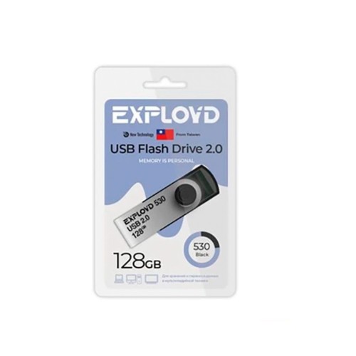 Флеш-накопитель 128Gb Exployd 530, USB 2.0, пластик, чёрный