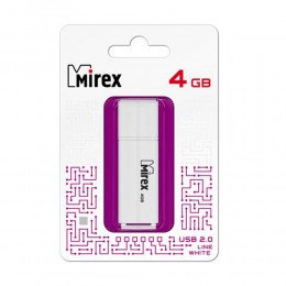 Флеш-накопитель 4Gb Mirex LINE, USB 2.0, пластик, белый