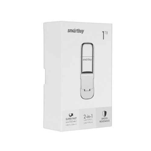 Флеш-накопитель 1Tb SmartBuy M5, USB 3.2 gen, Type-C, металл, серебряный