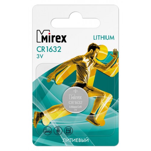 Батарейка Mirex CR1632-1BL Lithium, 3В, (1/60/360), (арт.23702-CR1632-E1)