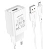 Блок питания сетевой 1 USB Borofone BA68A, Glacier, 2100mA, кабель микро USB, цвет: белый