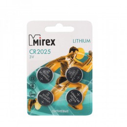 Батарейка Mirex CR2025-4BL Lithium, 3В, (4/216/648), 4шт