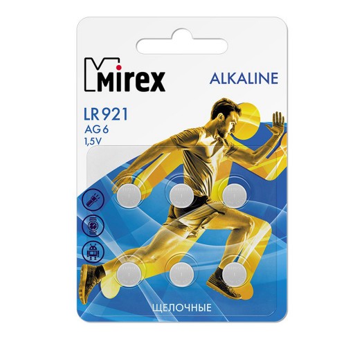 Батарейка Mirex G6-LR921-6BL Alkaline, 1.5B, (6/216/648)