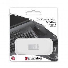 Флеш-накопитель 256Gb Kingston DataTravele Micro G2, USB 3.2, металл, серебряный