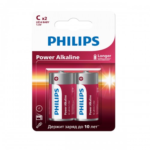 Батарейка C Philips LR14-2BL Power, 1.5B, (2/24/48/5760), (арт.Б0062687)