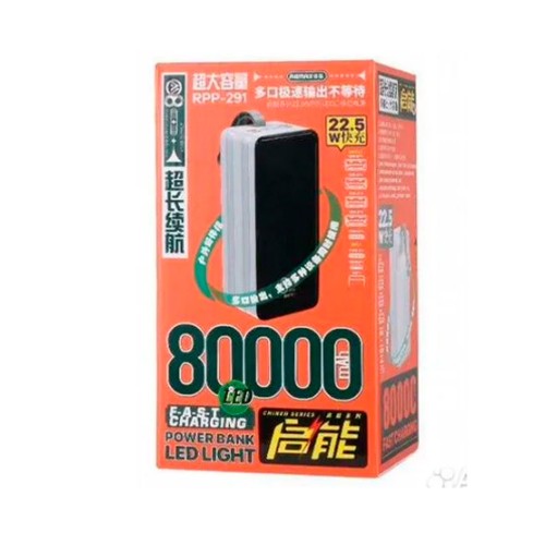 Аккумулятор внешний Remax RPP-291, Chinen Series, 80000mAh, QC3.0, PD, цвет: белый