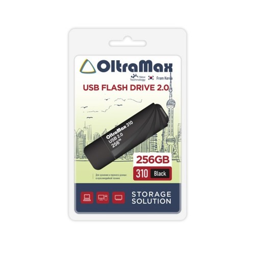 Флеш-накопитель 256Gb OltraMax 310, USB 2.0, пластик, черный