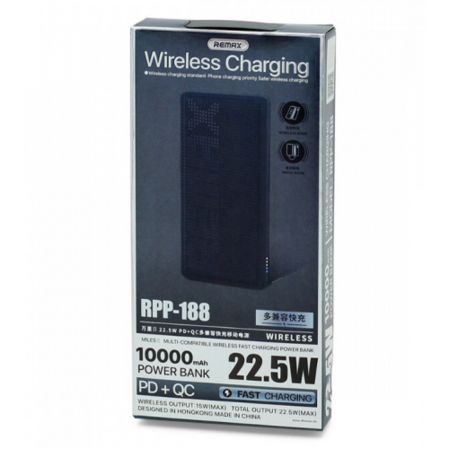 Аккумулятор внешний Remax RPP-188, Miles II, 10000mAh, цвет: голубой