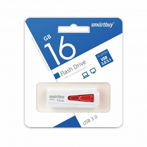 Флеш-накопитель 32Gb SmartBuy IRON, USB 3.0, пластик, белый, красный