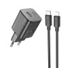 Блок питания сетевой 1 USB, Type-C HOCO N41, Almighty, 5V, 3.0A, 20Вт, PD20W/ QC3.0/ FCP/ AFC, кабель Type-C, 8-pin, 1.0м, цвет: черный