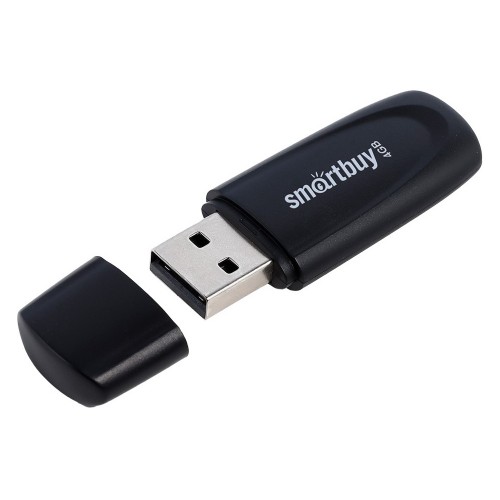 Флеш-накопитель 4Gb SmartBuy Scout, USB 2.0, пластик, чёрный