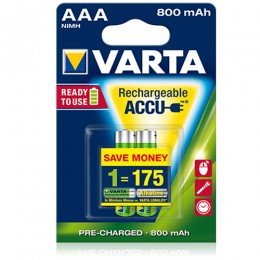 Аккумулятор AAA Varta, HR03-2BL, Rechargeable, 800mAh, R2U, предзаряженные, (2/20/200)