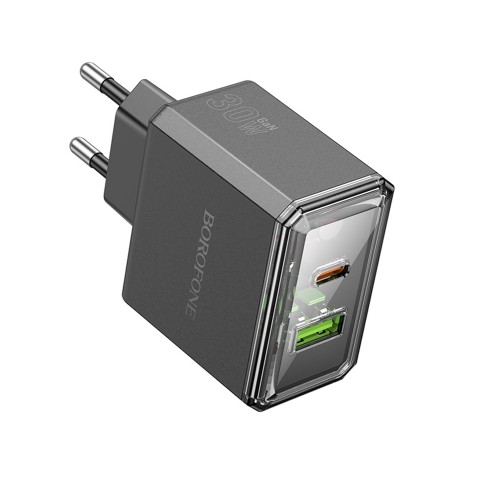 Блок питания сетевой USB, Type-C Borofone BAS32A, Treasure, 5V, 3.0A, 30Вт, PD, QC 3.0, цвет: черный