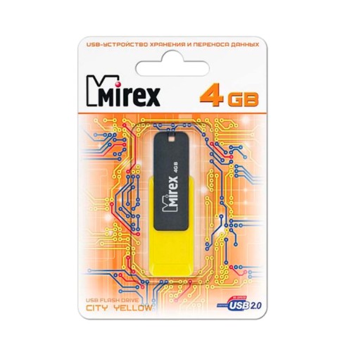 Флеш-накопитель 4Gb Mirex CITY, USB 2.0, пластик, жёлтый