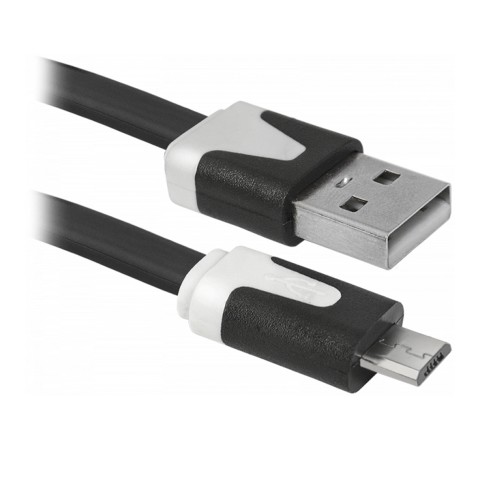 Кабель USB - микро USB Defender USB08-03P, 1.0м, 2.1A, цвет: чёрный