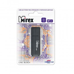 Флеш-накопитель 8Gb Mirex LINE, пластик, USB 2.0, чёрный