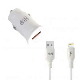 Блок питания автомобильный 1 USB FaisON A-20, EDGE, 3000mA, QC3.0, кабель 8 pin, 1.0 м, цвет: белый
