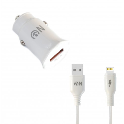 Блок питания автомобильный 1 USB FaisON A-20, QC3.0, белый
