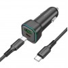 Блок питания автомобильный USB, Type-C Borofone BZ28A, Trophie, 5V, 3.0A, 30Вт, PD, QC 3.0, кабель Type-C, Type-C, 1.0м, цвет: черный