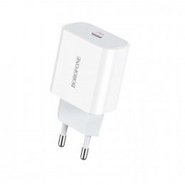 Блок питания сетевой 1 Type-C Borofone BA38A Plus, Speedy, 3000mA, QC3.0, PD3.0, цвет: белый
