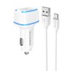 Блок питания автомобильный Borofone BZ14, 2 USB, 2400mA, белый
