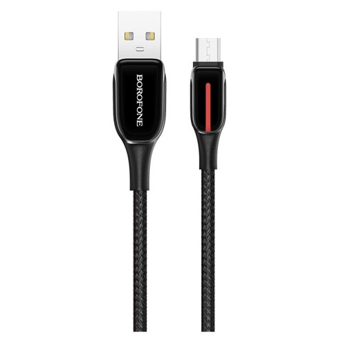 Кабель USB - микро USB Borofone BU14 Heroic, 1.2м, круглый, 2.4A, нейлон, цвет: черный