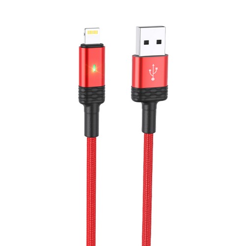 Кабель USB - 8 pin Borofone BU30 Lynk, 1.2м, 2.4A, цвет: красный